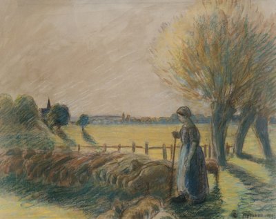 The shepherdess of Eragny by Camille Jacob Pissarro